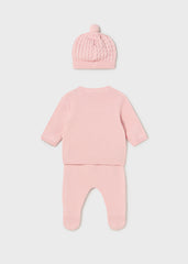 conj. Polaina tricot y gorro rosa baby