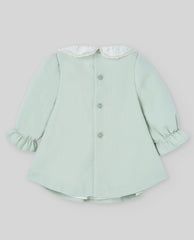 VESTIDO M/L TELA GOFRADA C/CUELLO Y PUNTILLA "MININO"