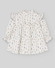 VESTIDO ESTAMPADO M/L "PONTE" AZUL ZAFIRO