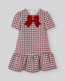 VESTIDO M/C TERCIOPELO C/LAZO INFANTIL "CEREMONIA" ROJO