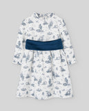 VESTIDO M/L ESTAMPADO CEREMONIA INFANTIL "CEREMONIA" AZUL PLOMO
