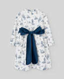 VESTIDO M/L ESTAMPADO CEREMONIA INFANTIL "CEREMONIA" AZUL PLOMO
