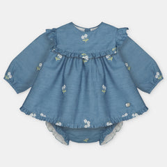 CONJ.VESTIDO Y BRAGA DENIM FLOR NIÑA RIOSA