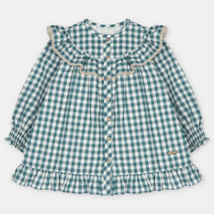 VESTIDO TELA CUADROS NIÑA NAVIA VERDE