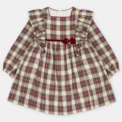 VESTIDO TELA CUADROS NIÑA TINEO BURDEOS
