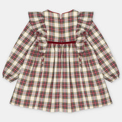 VESTIDO TELA CUADROS NIÑA TINEO BURDEOS