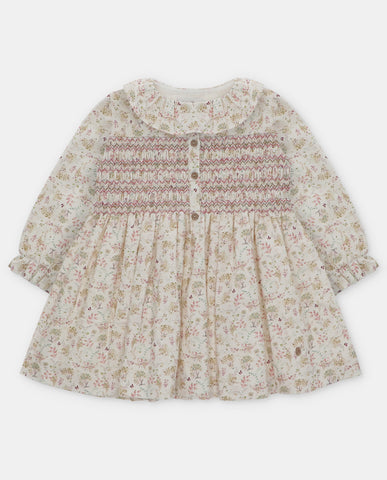 VESTIDO TELA PUNTO SMOCK NIÑA PEONIA