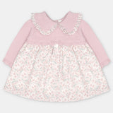 VESTIDO PUNTO Y TELA NIÑA LENA ROSA