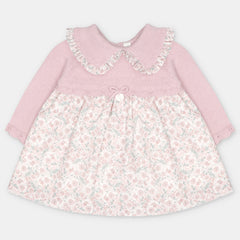 VESTIDO PUNTO Y TELA NIÑA LENA ROSA