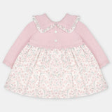 VESTIDO PUNTO Y TELA NIÑA LENA ROSA