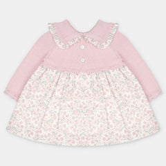 VESTIDO PUNTO Y TELA NIÑA LENA ROSA