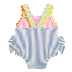 Seersucker Bow One-Piece Swimsuit