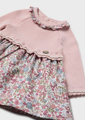 Vestido tricot combinado rosa baby