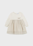 Vestido tricot combinado champagne baby