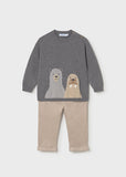 Conj. Pantalon y sueter animales beige