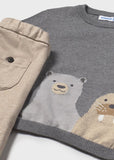 Conj. Pantalon y sueter animales beige