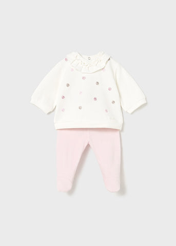 Conj. Polaina combinado puntitos rosa baby