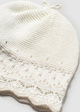 Conj. Polaina y gorro tricot crudo