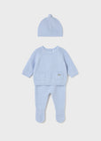 Conj. Polaina y gorro tricot cielo