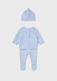 Conj. Polaina y gorro tricot cielo