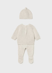 Conj. Polaina y gorro tricot milk