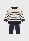 Conj. Pantalon tricot stripes marino
