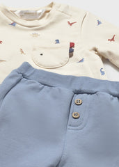 Conj. 2 piezas dinosaurios azul claro