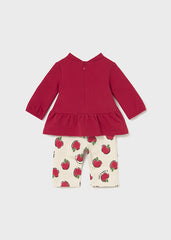 Conj. 2 piezas estampado manzanas guinda