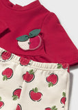 Conj. 2 piezas estampado manzanas guinda