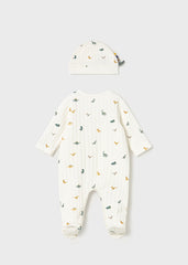 Mameluco c/ gorro dinosaurios crudo