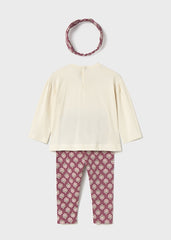 Conj. Leggings con diadema flores rosa