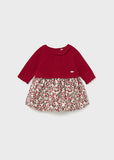 Vestido tricot flores guinda