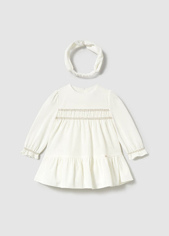 Vestido terciopelo con diadema crudo