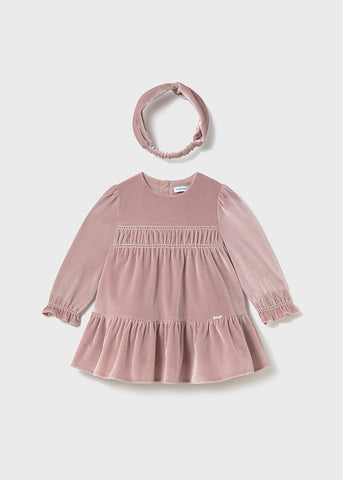 Vestido terciopelo con diadema cuarzo