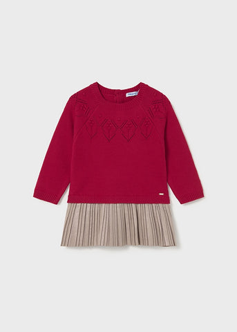 Vestido combinado tricot rojo