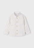 Camisa m/l cuadros nata