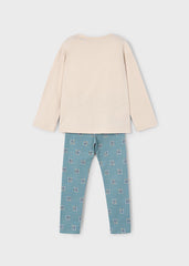 Conj. Leggings estampado flores salvia