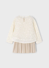 Vestido combinado lentejuelas arena