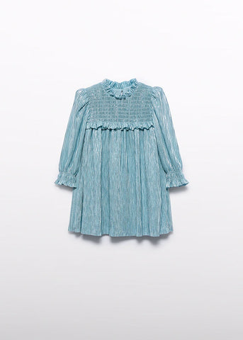 Vestido punto plisado brillo agua