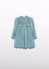 Vestido punto plisado brillo agua