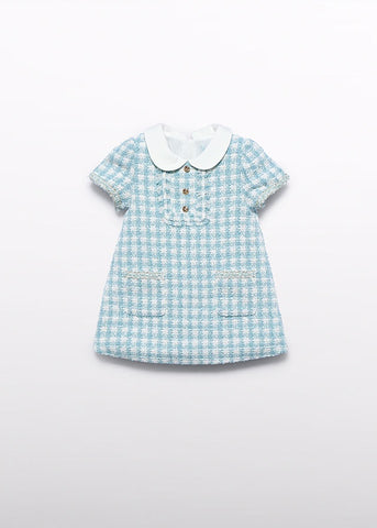 Vestido cuadros lurex agua