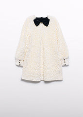 Vestido lentejuelas terciopelo crema