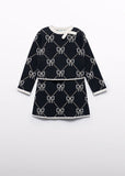 Conj. Falda tricot jacquard lazos negro