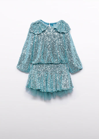 Conj. Falda lentejuelas agua