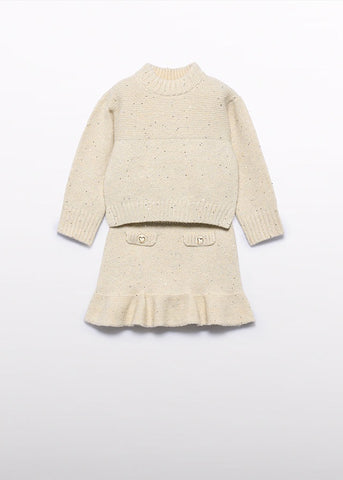 Conj. Tricot falda avena