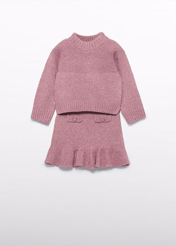 Conj. Tricot falda rosa