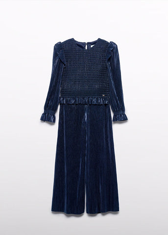 Conj. Pantalon punto plisado navy