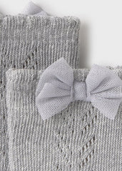 Calceta vestir c/lazo plata