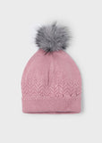 Gorro tricot c/pompom rosa