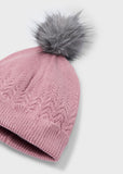Gorro tricot c/pompom rosa